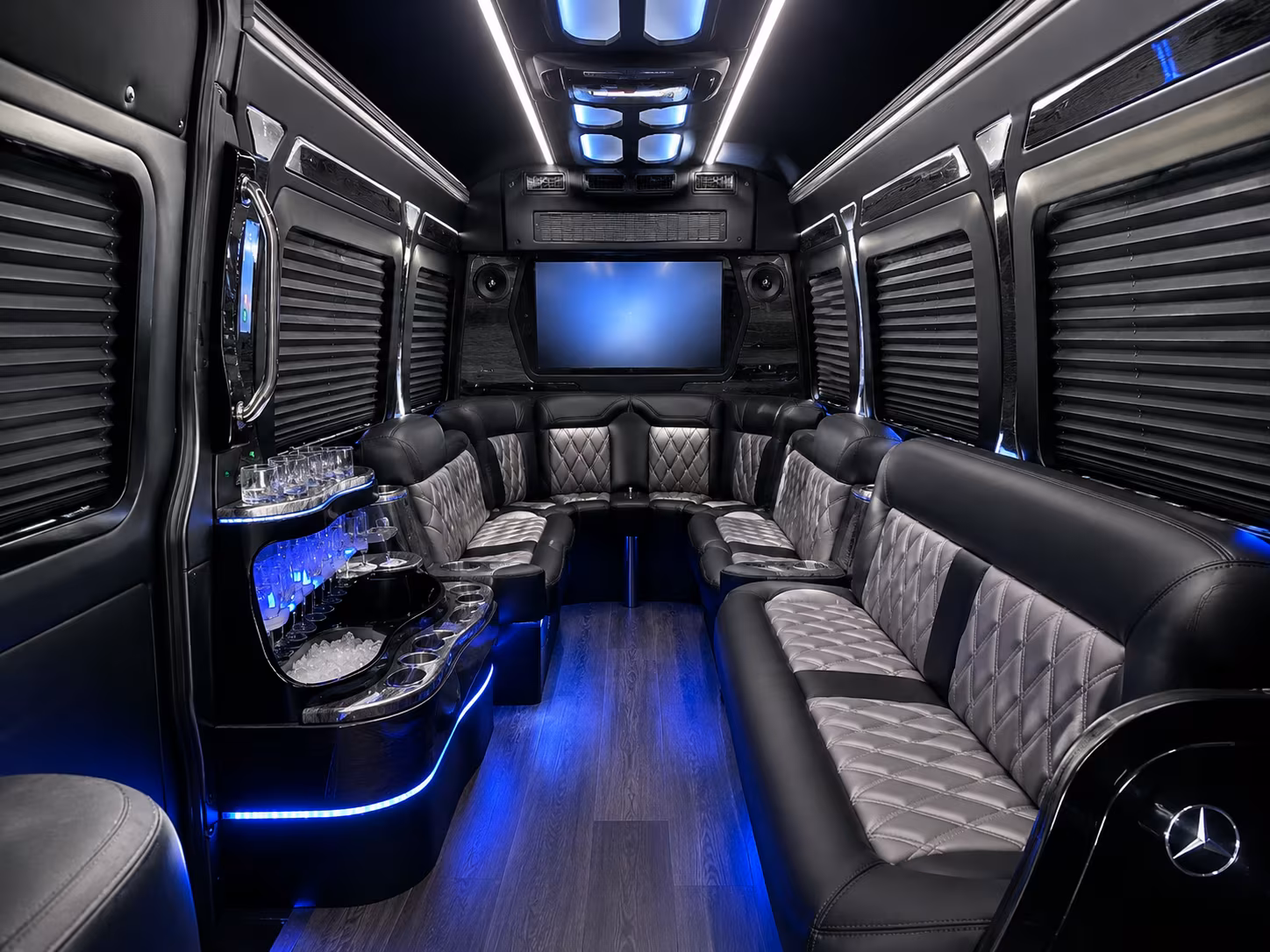 Cleveland School Event Transportation party bus interior