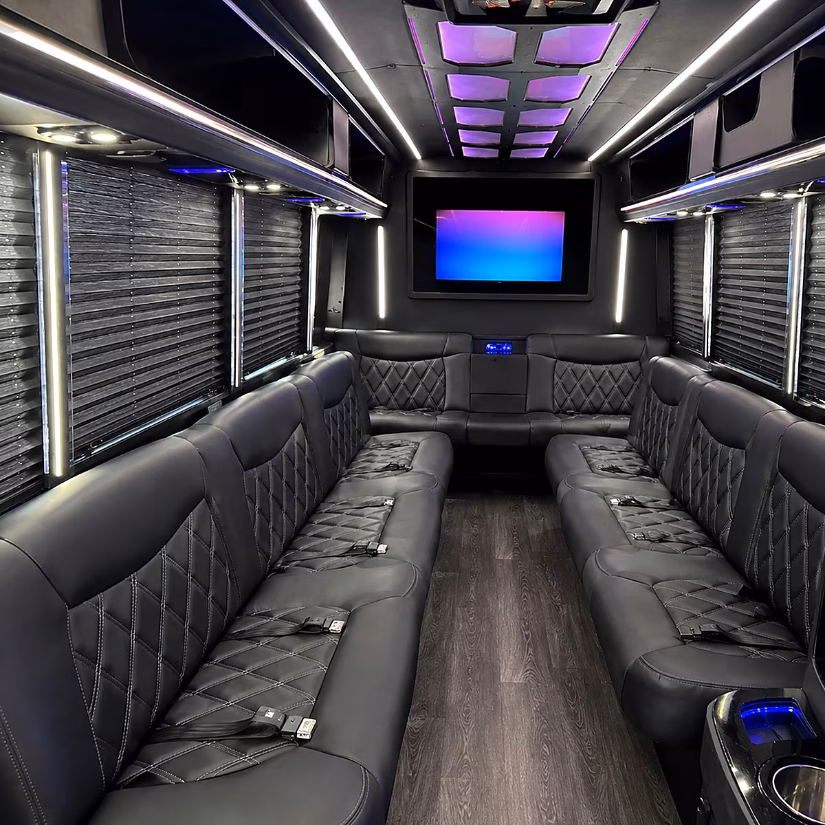 Cleveland Sporting Event Transportation party bus interior
