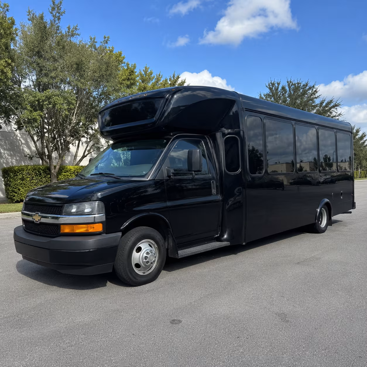 Interior of a party bus rental serving Cleveland
